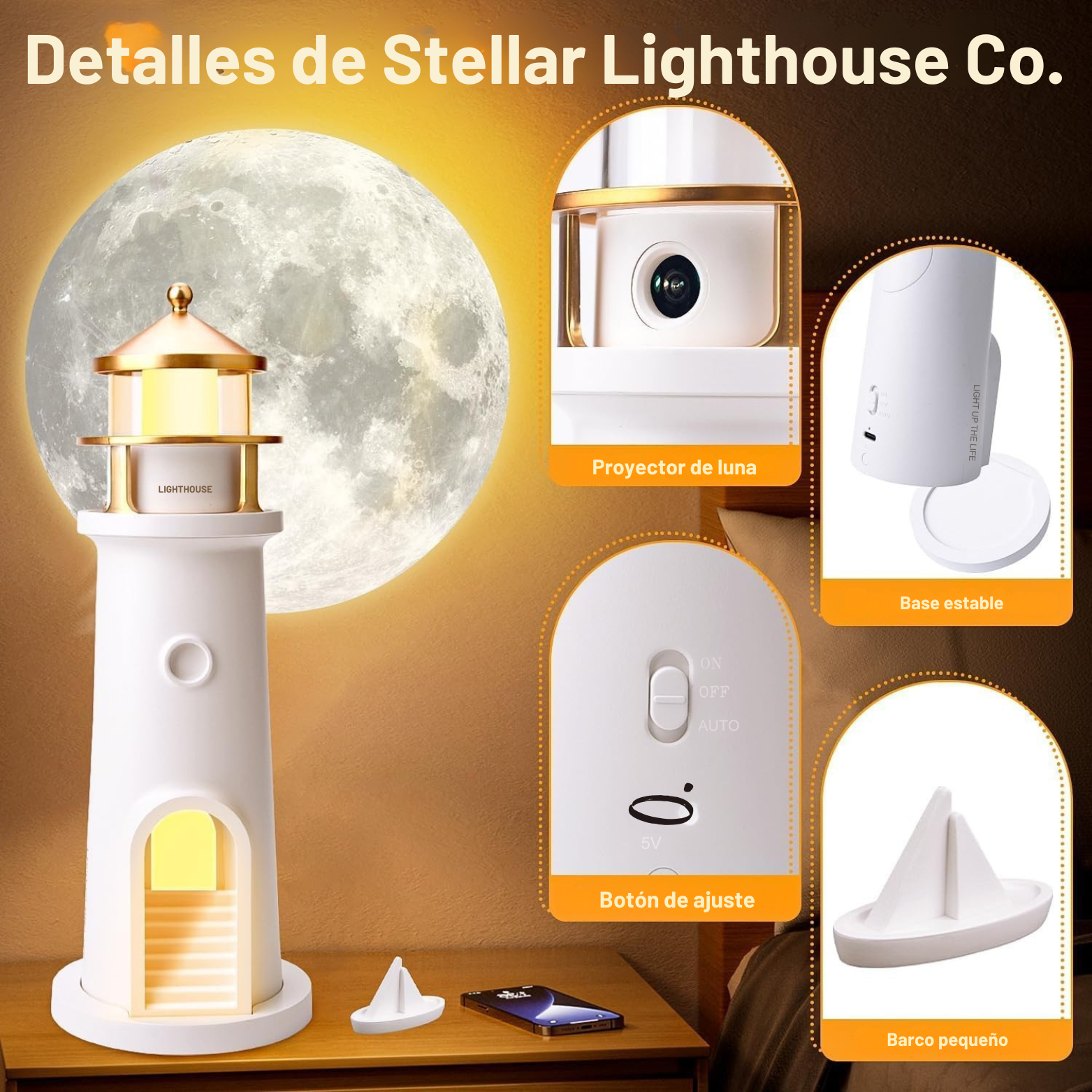 Lámpara proyector de luna decorativo con Control Remoto