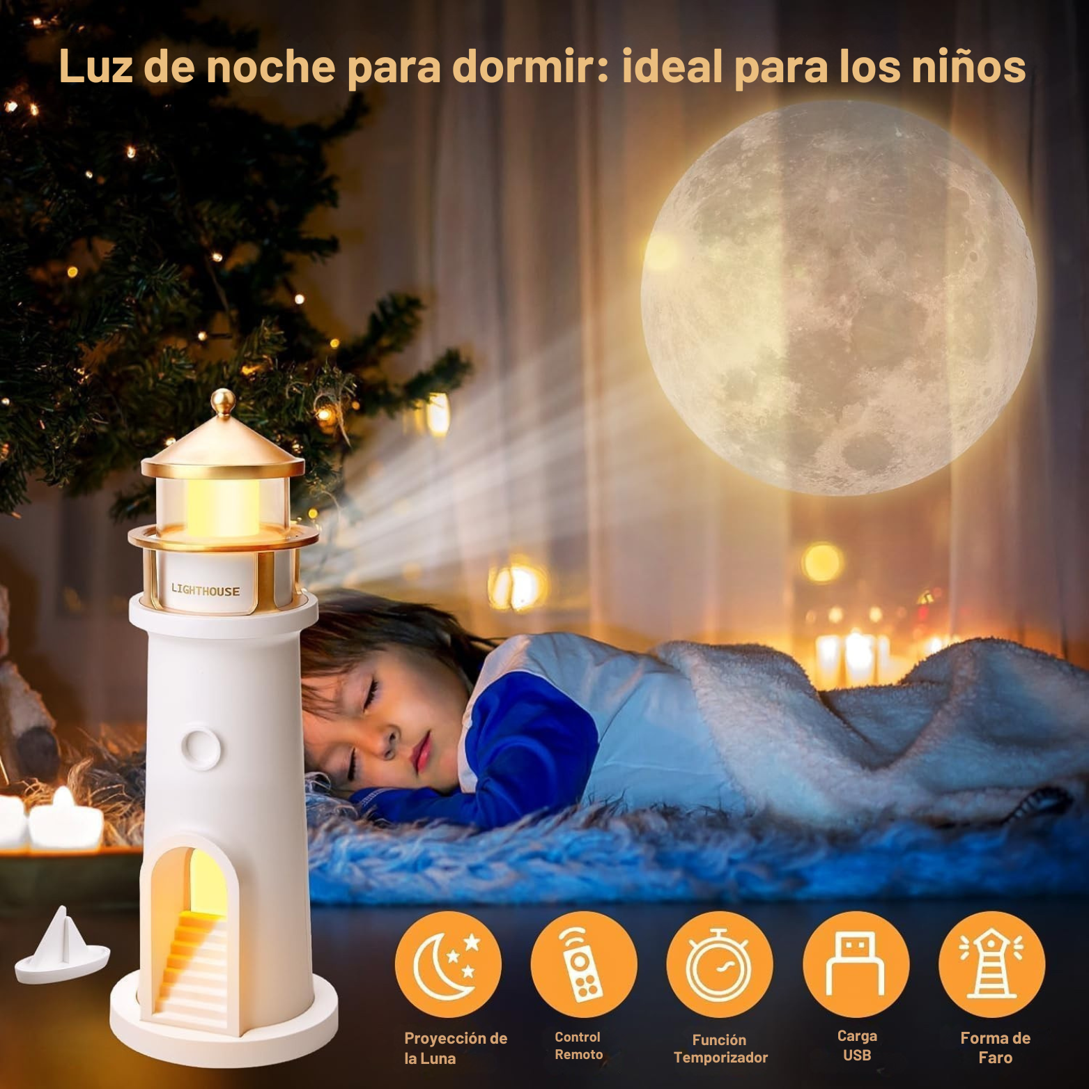Lámpara proyector de luna decorativo con Control Remoto